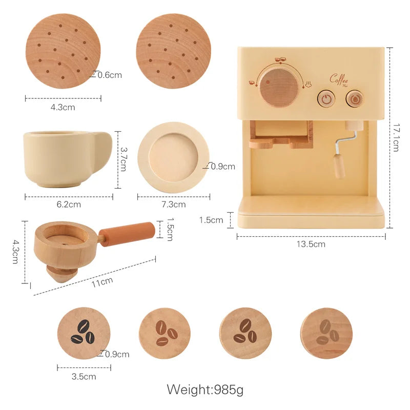 Wood Coffee Machine Set