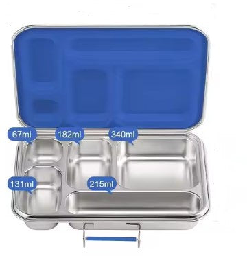 5 Compartment Stainless Steel Bento