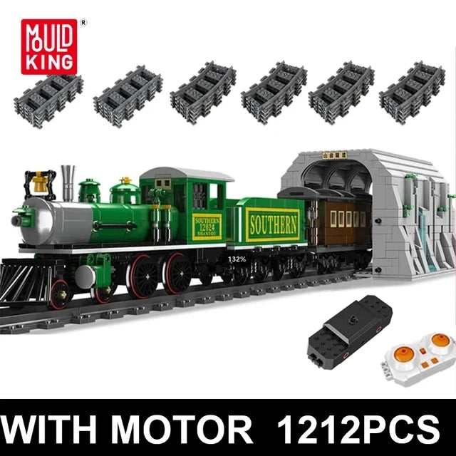 Building Blocks Remote Control Steam Locomotive with Train Tunnel